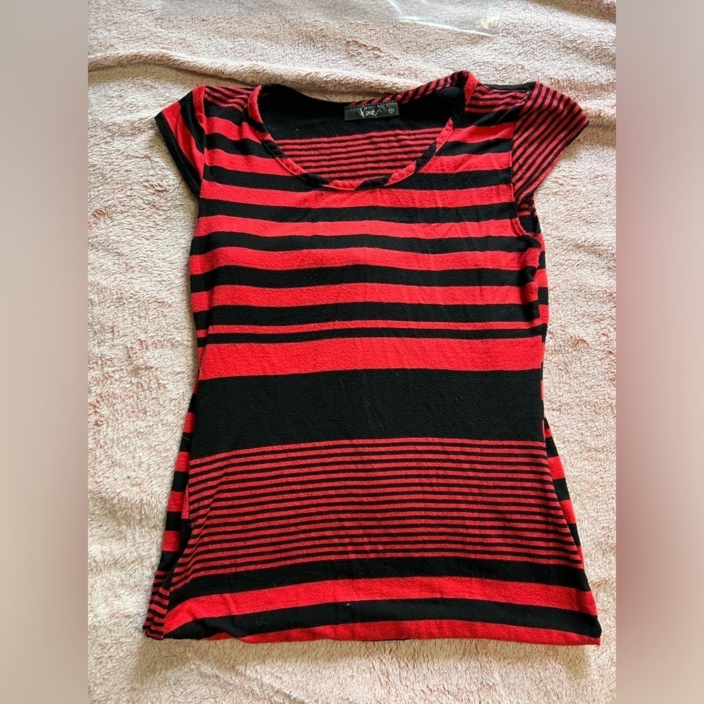 #213 Red and Black stripped dress - Picture 3 of 8